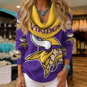 Minnesota Vikings Premium Christmas Cowl Neck Sweater AMCCLG001892