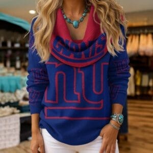 New York Giants Premium Christmas Cowl Neck Sweater AMCCLG001895