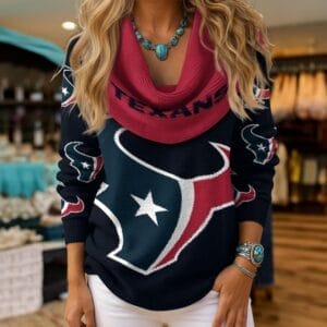 Houston Texans Premium Christmas Cowl Neck Sweater AMCCLG001884