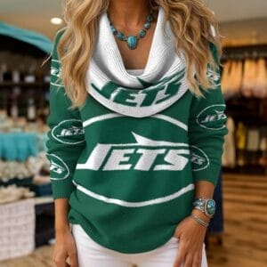 New York Jets Premium Christmas Cowl Neck Sweater AMCCLG001896