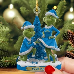Los Angeles Chargers x Grinch Christmas Custom Any Name Acrylic Ornament AMCACS000597