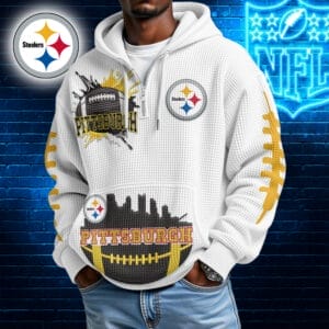 Pittsburgh Steelers | Premium NFL Waffle Zipper Long Sleeve Hooded Sweatshirt AMCCLG001640
