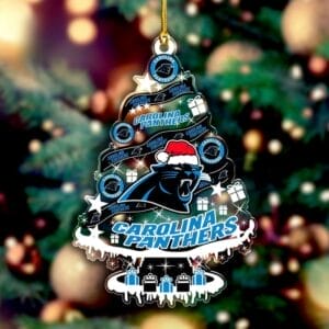 Carolina Panthers Santa Hat Christmas Tree Ornament AMCACS000520