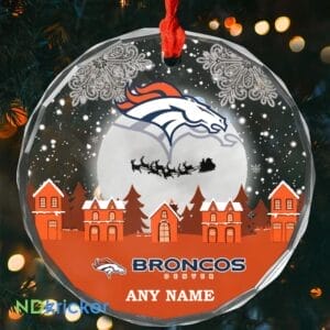 Denver Broncos x  Christmas Custom Any Name Glass Ornament AMCACS000621