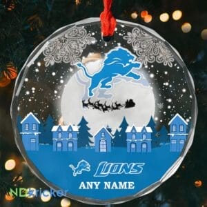 Detroit Lions x  Christmas Custom Any Name Glass Ornament AMCACS000622
