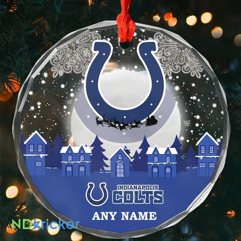 Indianapolis Colts x Christmas Custom Any Name Glass Ornament AMCACS000625