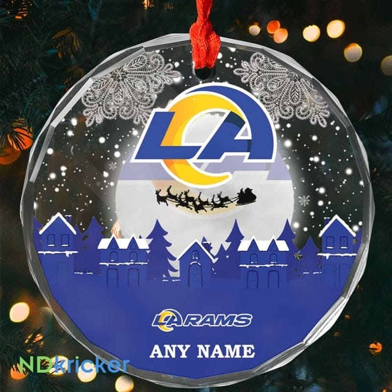 Los Angeles Rams x Christmas Custom Any Name Glass Ornament AMCACS000630