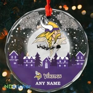Minnesota Vikings x  Christmas Custom Any Name Glass Ornament AMCACS000632