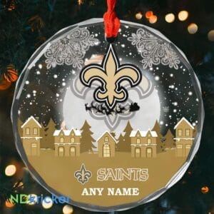 New Orleans Saints x  Christmas Custom Any Name Glass Ornament AMCACS000634
