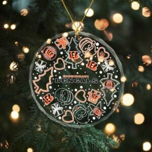 Cincinnati Bengals x  Christmas Custom Any Name Glass Ornament AMCACS000646