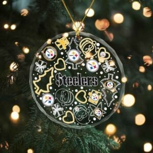 Pittsburgh Steelers x  Christmas Custom Any Name Glass Ornament AMCACS000651