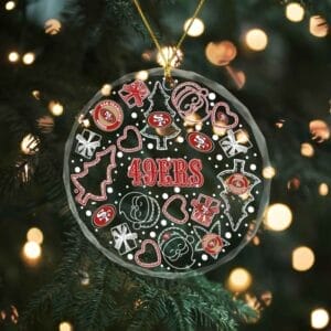 San Francisco 49ers x  Christmas Custom Any Name Glass Ornament AMCACS000652
