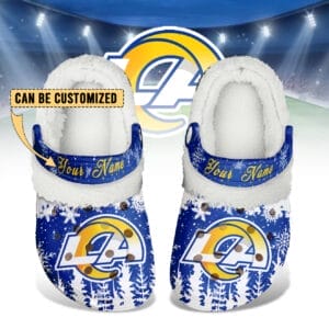 Los Angeles Rams Christmas Fleece Clogs Shoes Customized For Fans AMCSHOES000180