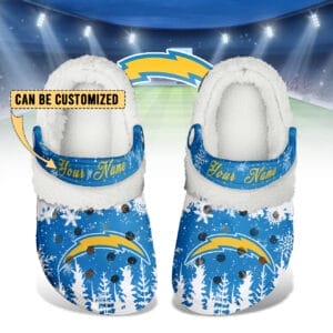 Los Angeles Chargers Christmas Fleece Clogs Shoes Customized For Fans AMCSHOES000179