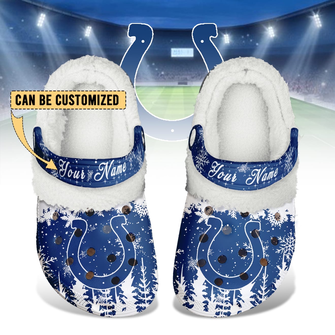 Indianapolis Colts Christmas Fleece Clogs Shoes Customized For Fans AMCSHOES000175