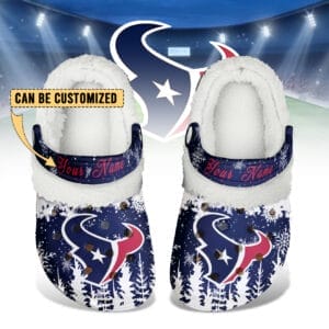 Houston Texans Christmas Fleece Clogs Shoes Customized For Fans AMCSHOES000174