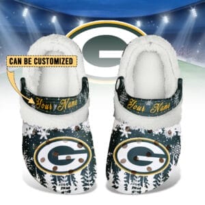 Green Bay Packers Christmas Fleece Clogs Shoes Customized For Fans AMCSHOES000173