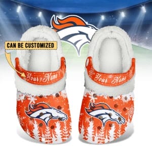 Denver Broncos Christmas Fleece Clogs Shoes Customized For Fans AMCSHOES000171