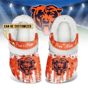 Chicago Bears Christmas Fleece Clogs Shoes Customized For Fans AMCSHOES000167