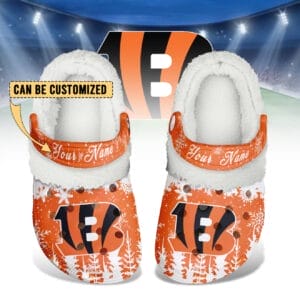 Cincinnati Bengals Christmas Fleece Clogs Shoes Customized For Fans AMCSHOES000168