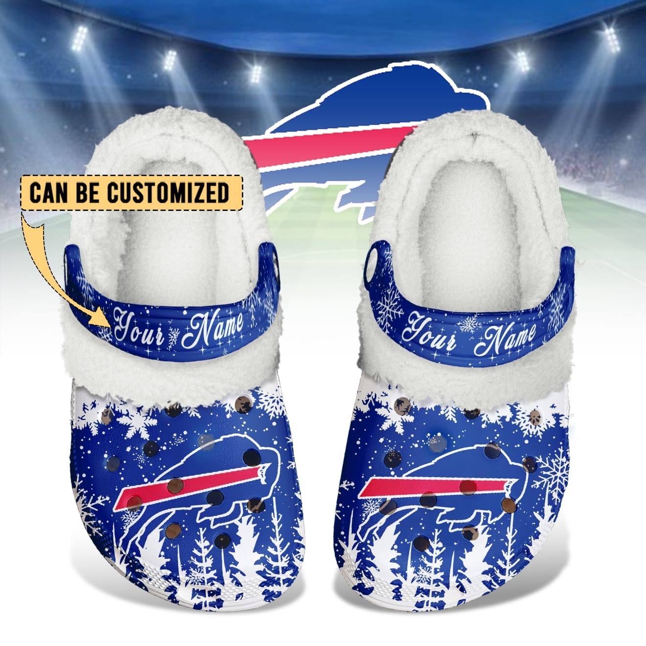 Buffalo Bills Christmas Fleece Clogs Shoes Customized For Fans AMCSHOES000165