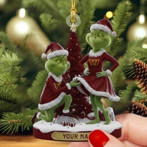 Washington Commanders x Grinch Christmas Custom Any Name Acrylic Ornament AMCACS000611